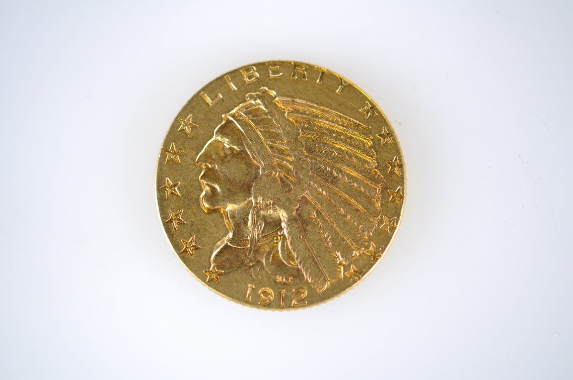 1912 Indian Head Five Dollar Gold Coin, photo 2 of 3