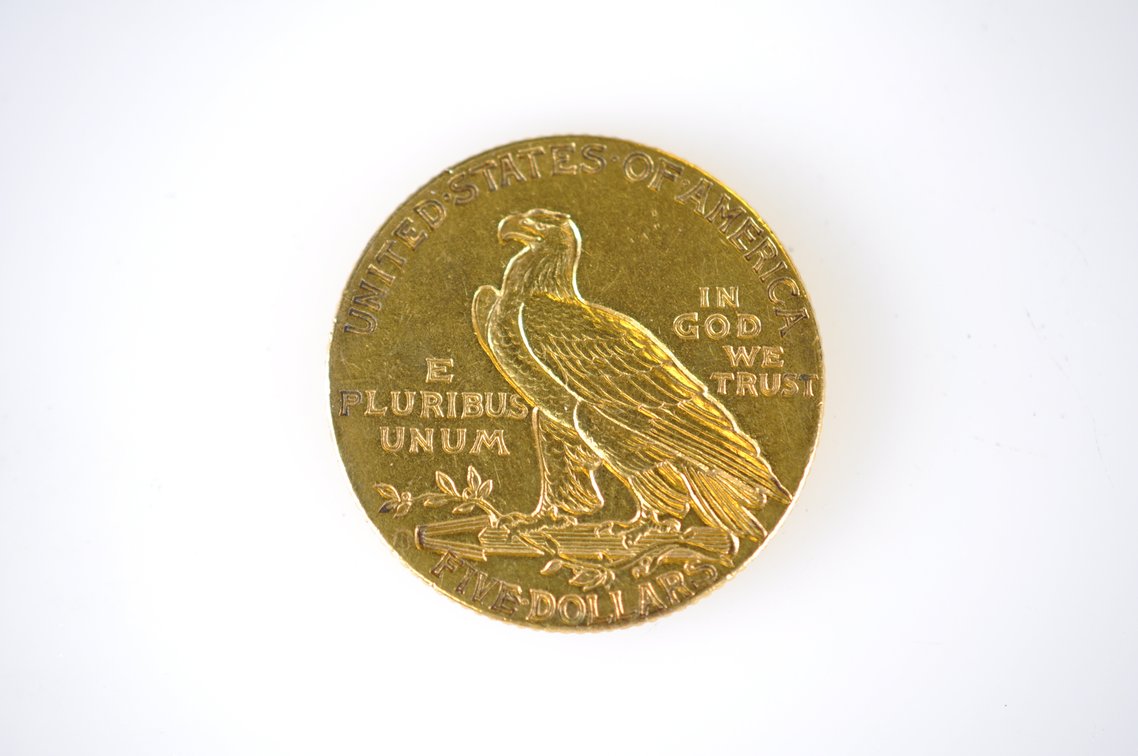 1914 Indian Head Five Dollar Gold Coin, photo 2 of 2