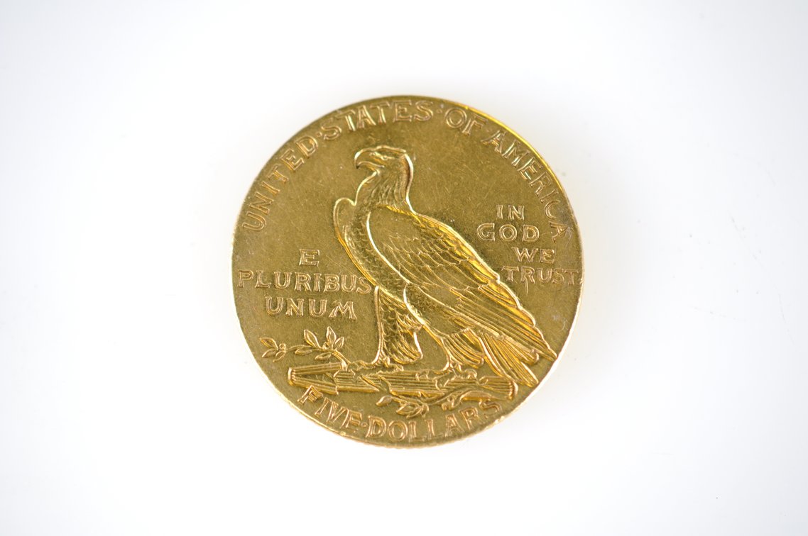 1913 Indian Head Five Dollar Gold Coin, photo 2 of 2