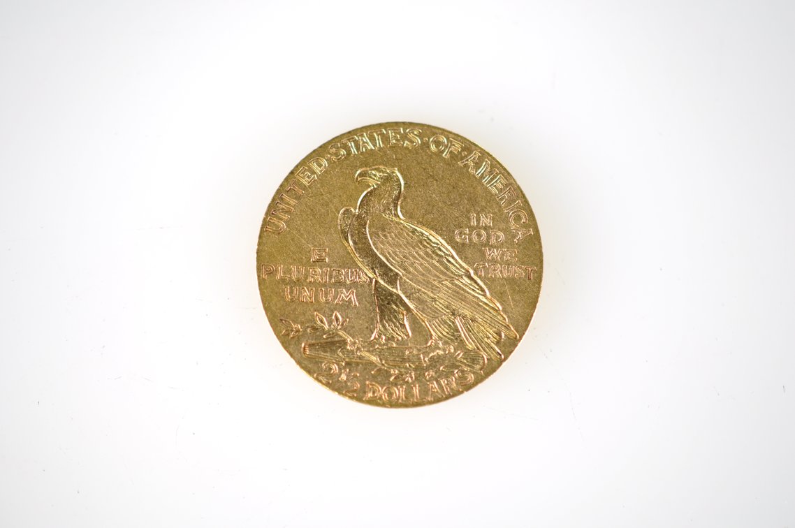 1910 Indian Head Two and a Half Dollar Gold Coin, photo 2 of 2