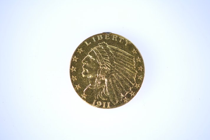 1911 Indian Head Two and a Half Dollar Gold Coin
