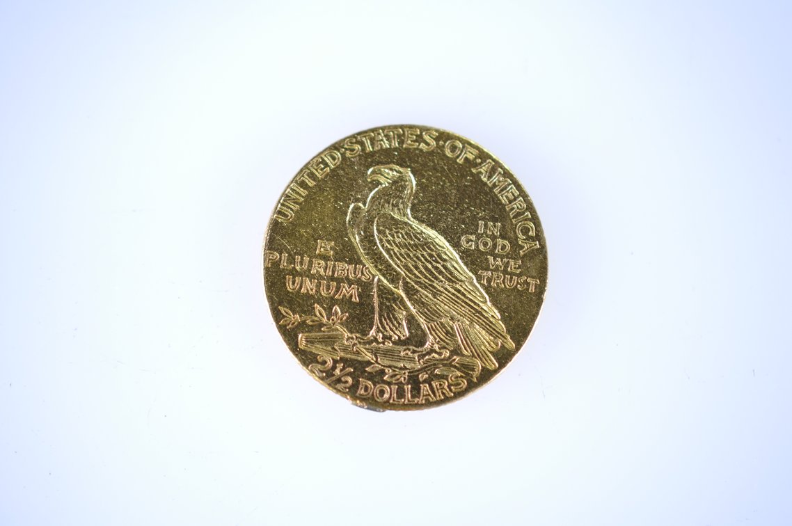 1911 Indian Head Two and a Half Dollar Gold Coin, photo 3 of 4