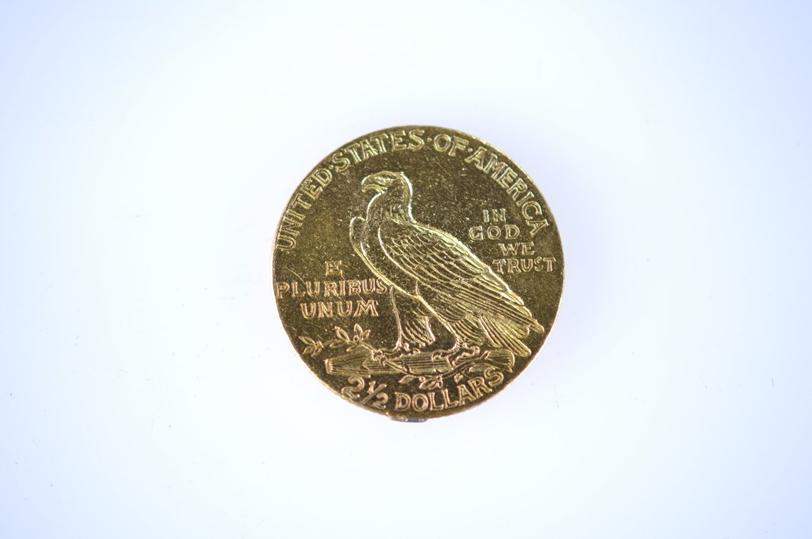 1911 Indian Head Two and a Half Dollar Gold Coin, photo 4 of 4