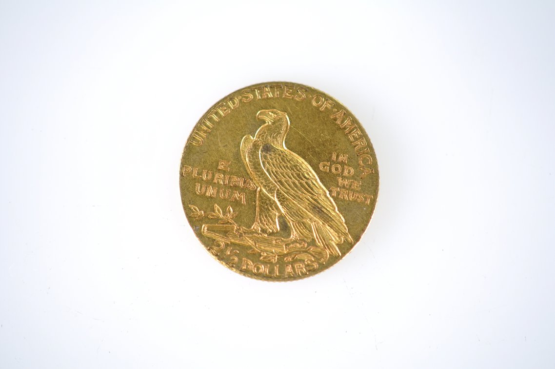 1911 Indian Head Two and a Half Dollar Gold Coin, photo 2 of 3