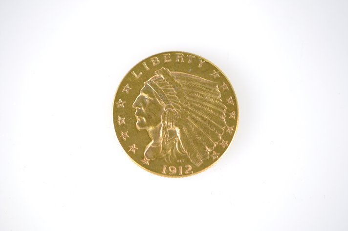 1912 Indian Head Two and a Half Dollar Gold Coin