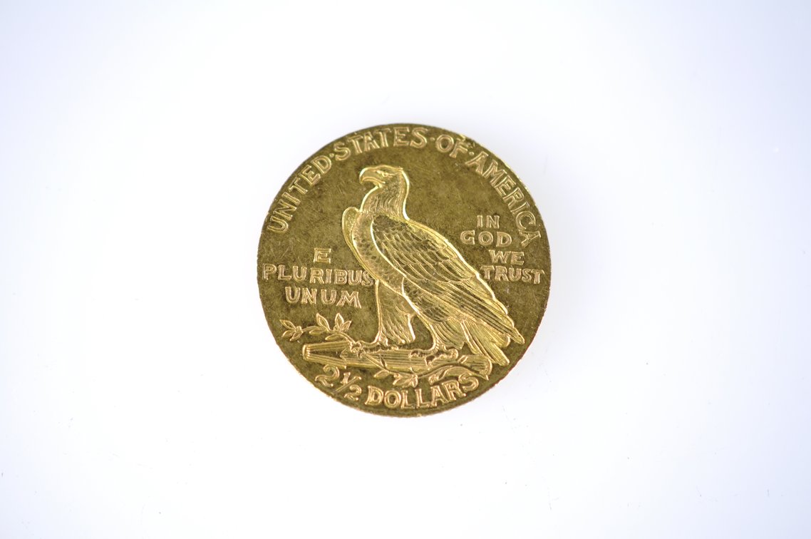 1911 Indian Head Two and a Half Dollar Gold Coin, photo 2 of 2