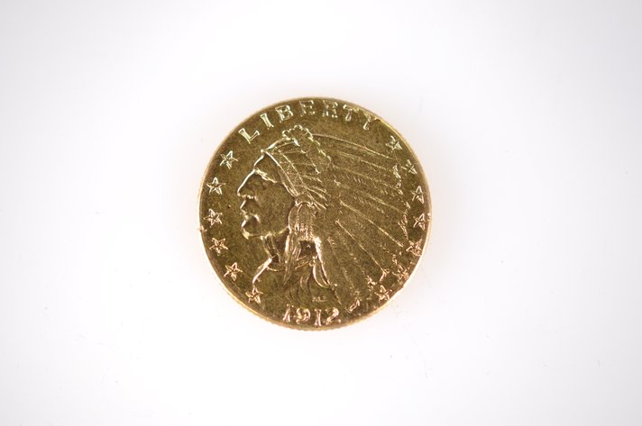 1912 Indian Head Two and a Half Dollar Gold Coin