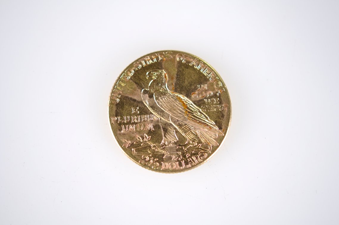 1912 Indian Head Two and a Half Dollar Gold Coin, photo 3 of 4