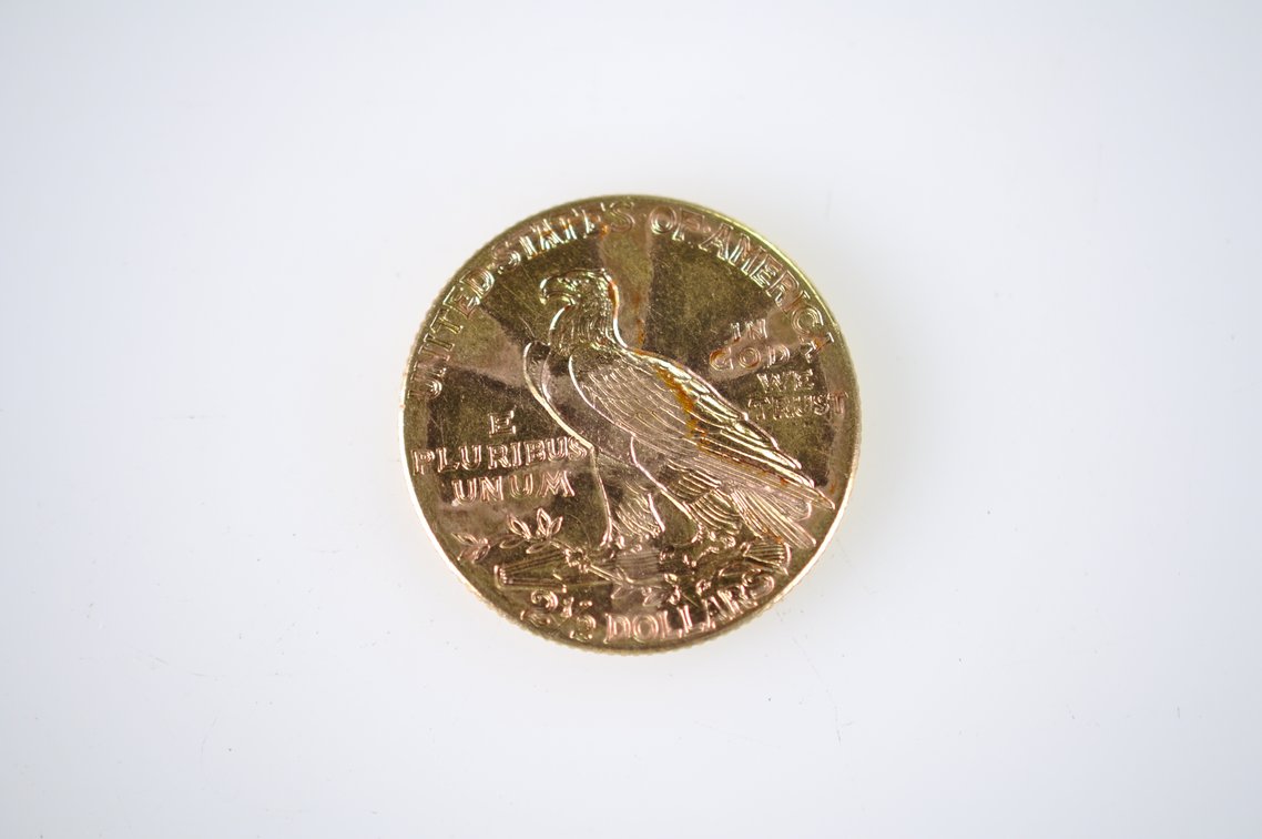 1912 Indian Head Two and a Half Dollar Gold Coin, photo 4 of 4