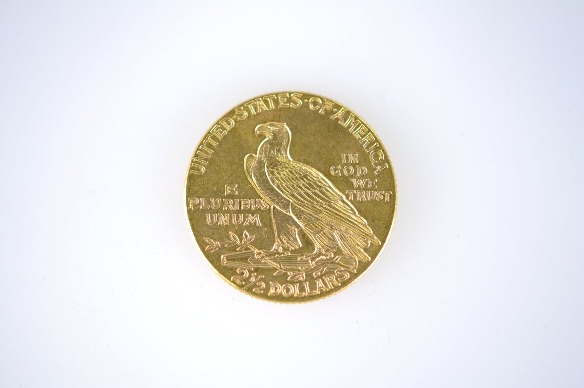1913 Indian Head Two and a Half Dollar Gold Coin, photo 2 of 2