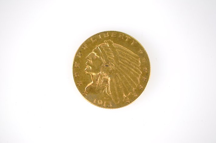 1913 Indian Head Two and a Half Dollar Gold Coin