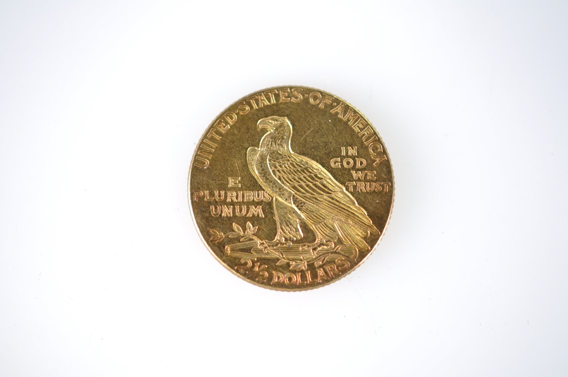 1913 Indian Head Two and a Half Dollar Gold Coin, photo 2 of 2