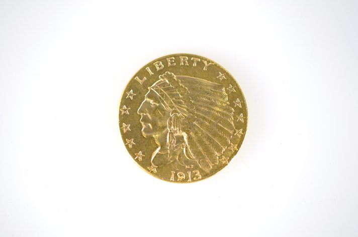 1913 Indian Head Two and a Half Dollar Gold Coin