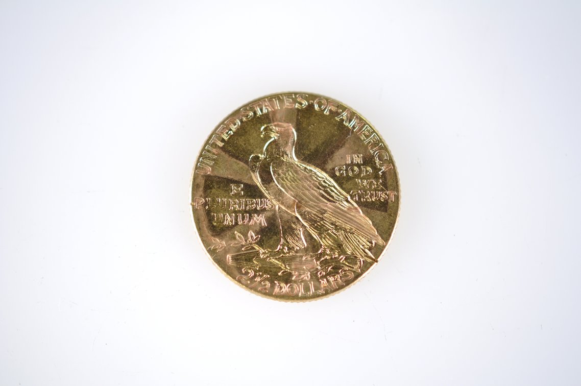 1914 Indian Head Two and a Half Dollar Gold Coin, photo 3 of 4