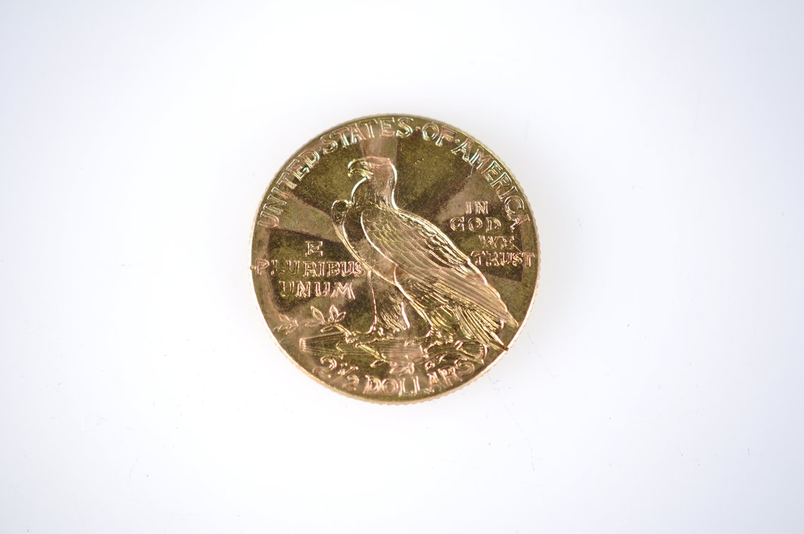 1914 Indian Head Two and a Half Dollar Gold Coin, photo 4 of 4