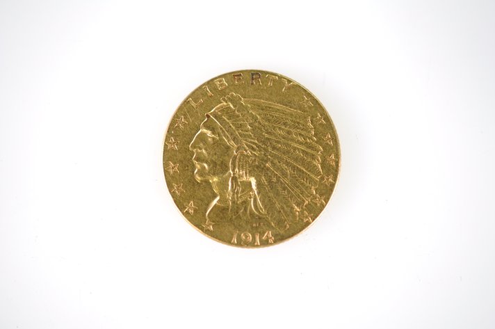 1914 Indian Head Two and a Half Dollar Gold Coin