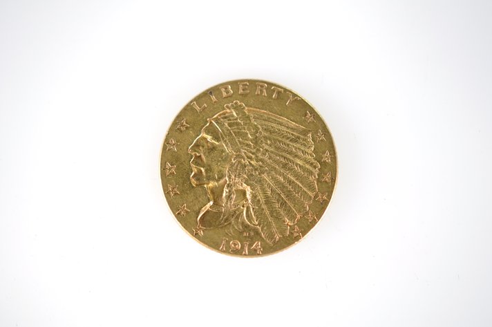 1914 Indian Head Two and a Half Dollar Gold Coin