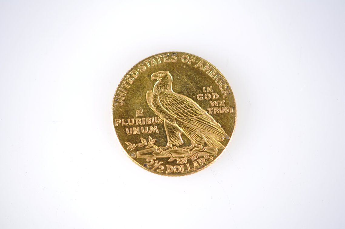 1914 Indian Head Two and a Half Dollar Gold Coin, photo 3 of 4