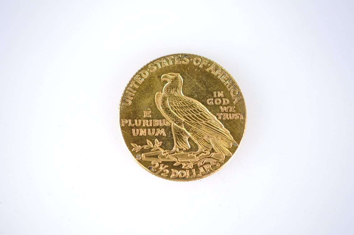 1914 Indian Head Two and a Half Dollar Gold Coin, photo 4 of 4