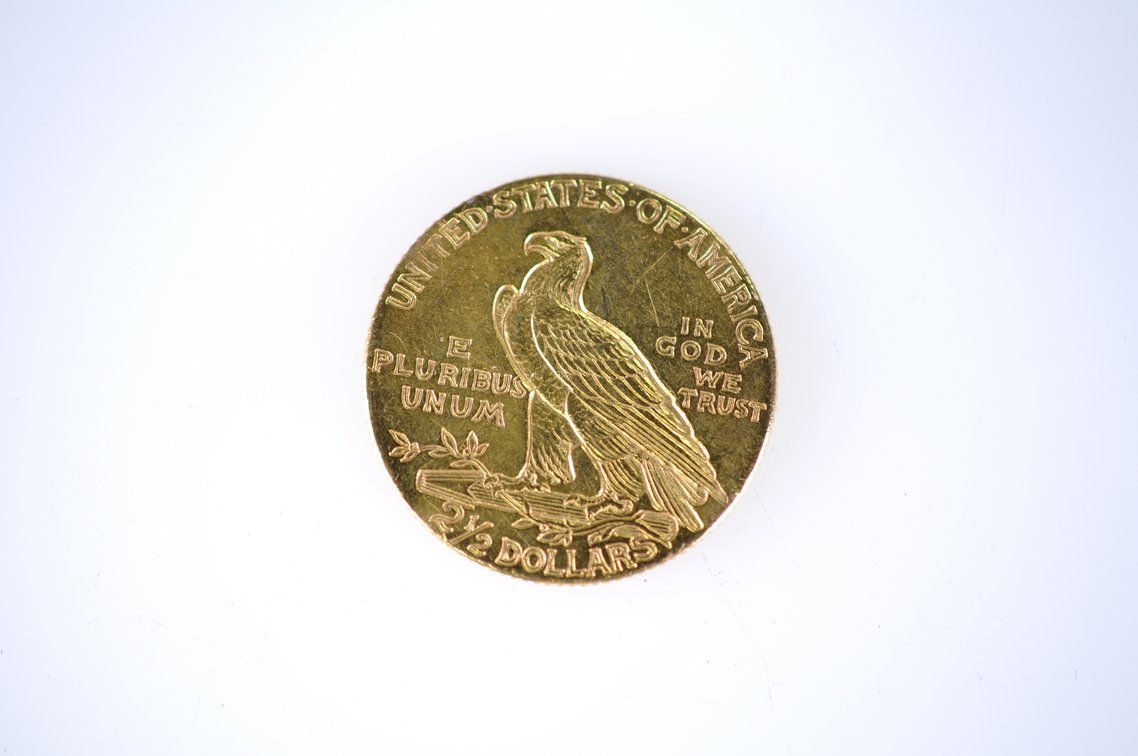 1915 Indian Head Two and a Half Dollar Gold Coin, photo 3 of 4