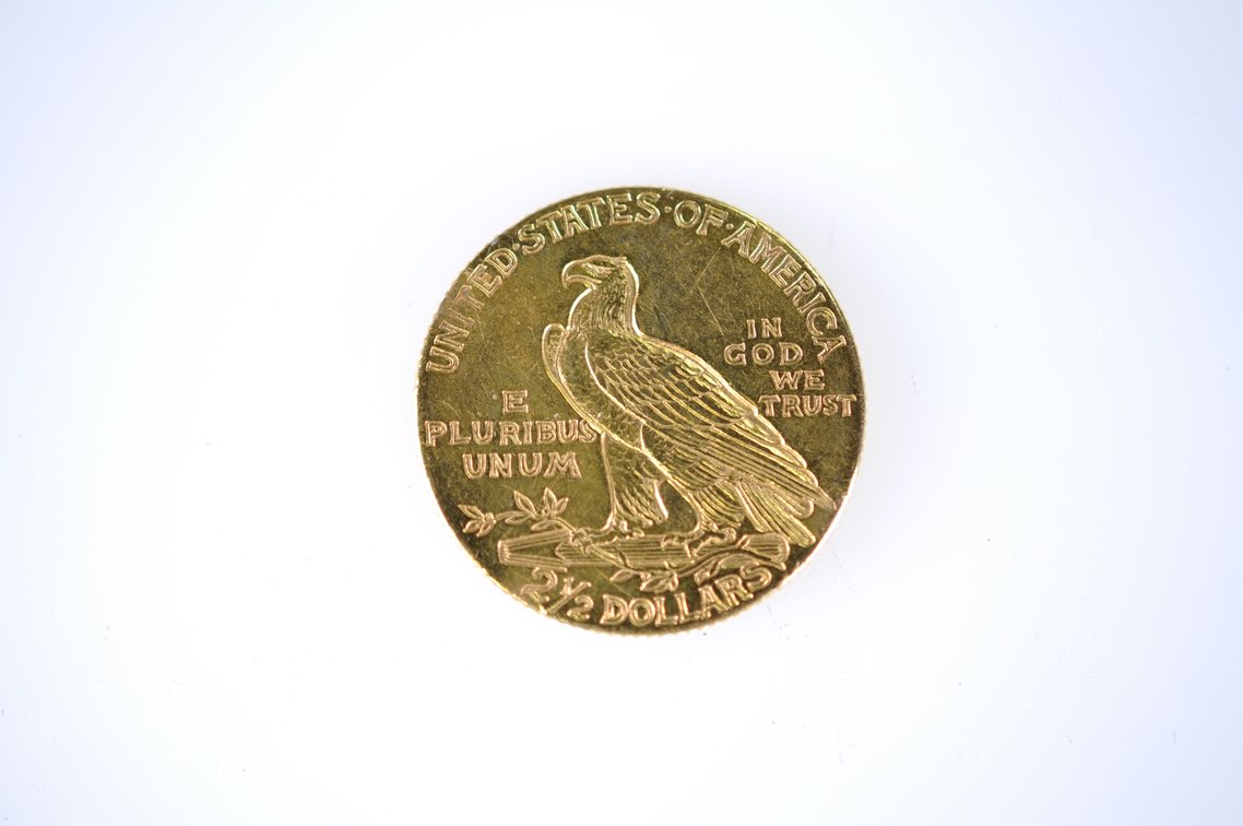 1915 Indian Head Two and a Half Dollar Gold Coin, photo 4 of 4