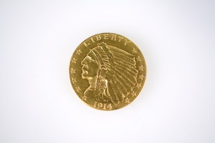 1914 Indian Head Two and a Half Dollar Gold Coin