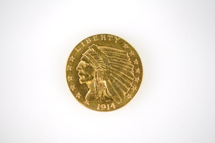 1914 Indian Head Two and a Half Dollar Gold Coin