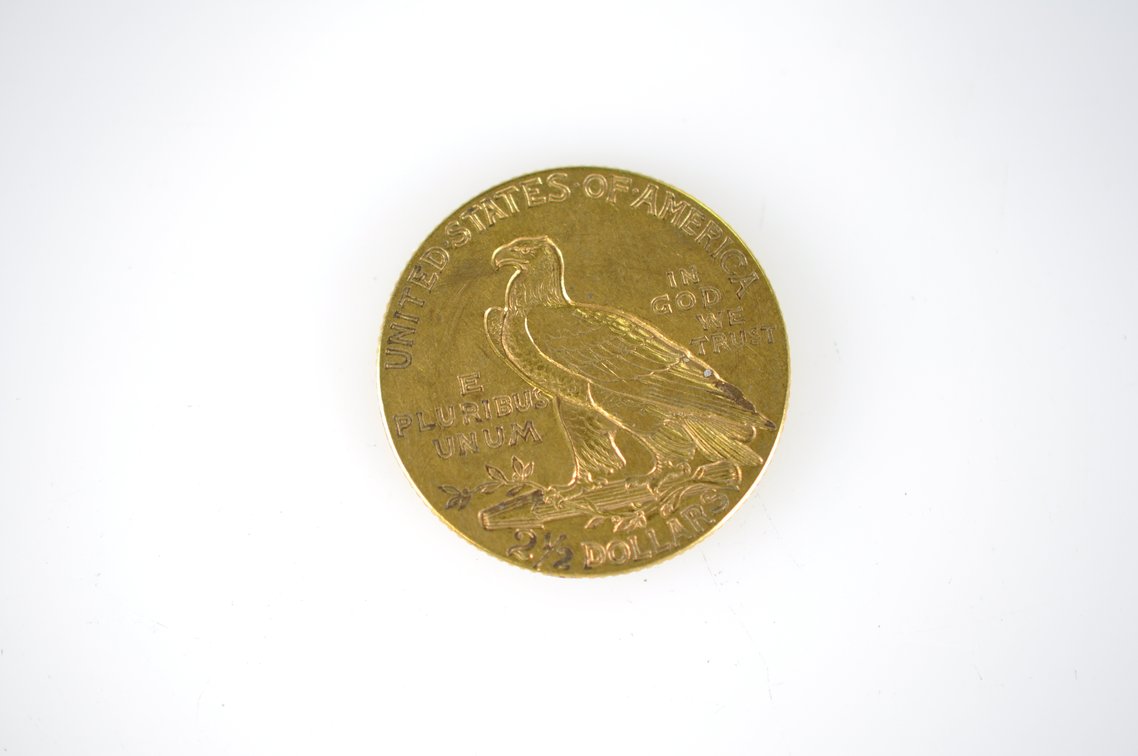 1915 Indian Head Two and a Half Dollar Gold Coin, photo 3 of 4