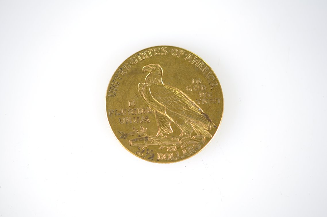 1915 Indian Head Two and a Half Dollar Gold Coin, photo 4 of 4