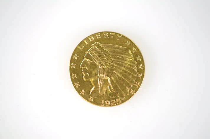 1925 Indian Head Two and a Half Dollar Gold Coin