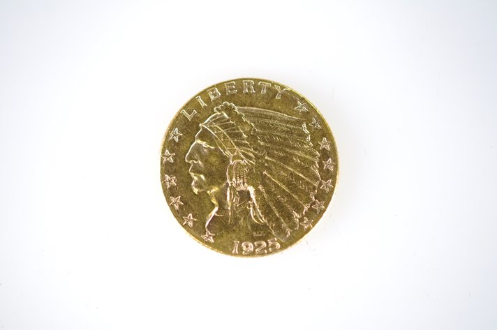1925 Indian Head Two and a Half Dollar Gold Coin