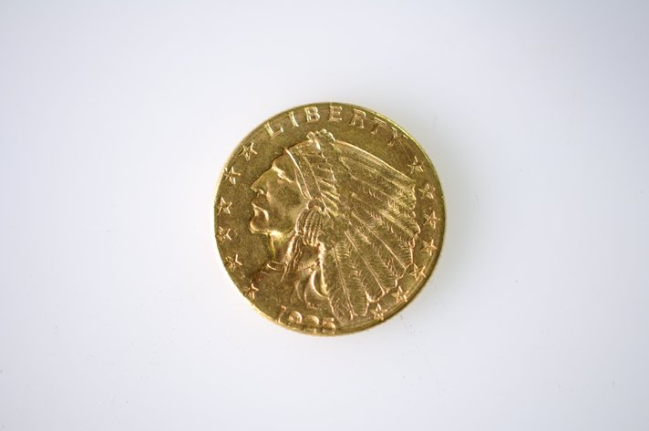 1925 Indian Head Two and a Half Dollar Gold Coin