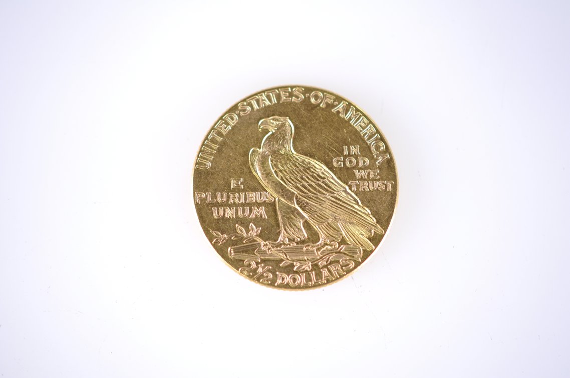 1926 Indian Head Two and a Half Dollar Gold Coin, photo 3 of 3