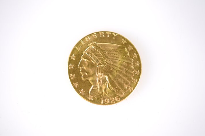 1926 Indian Head Two and a Half Dollar Gold Coin