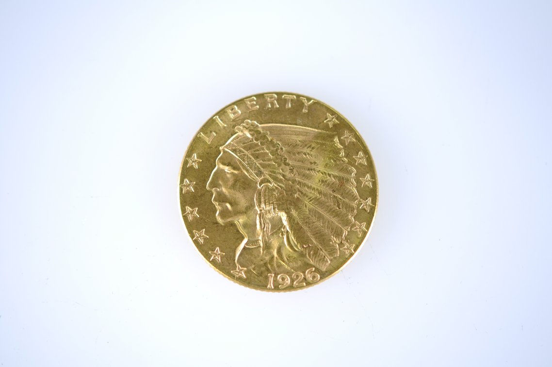 1926 Indian Head Two and a Half Dollar Gold Coin, photo 2 of 3