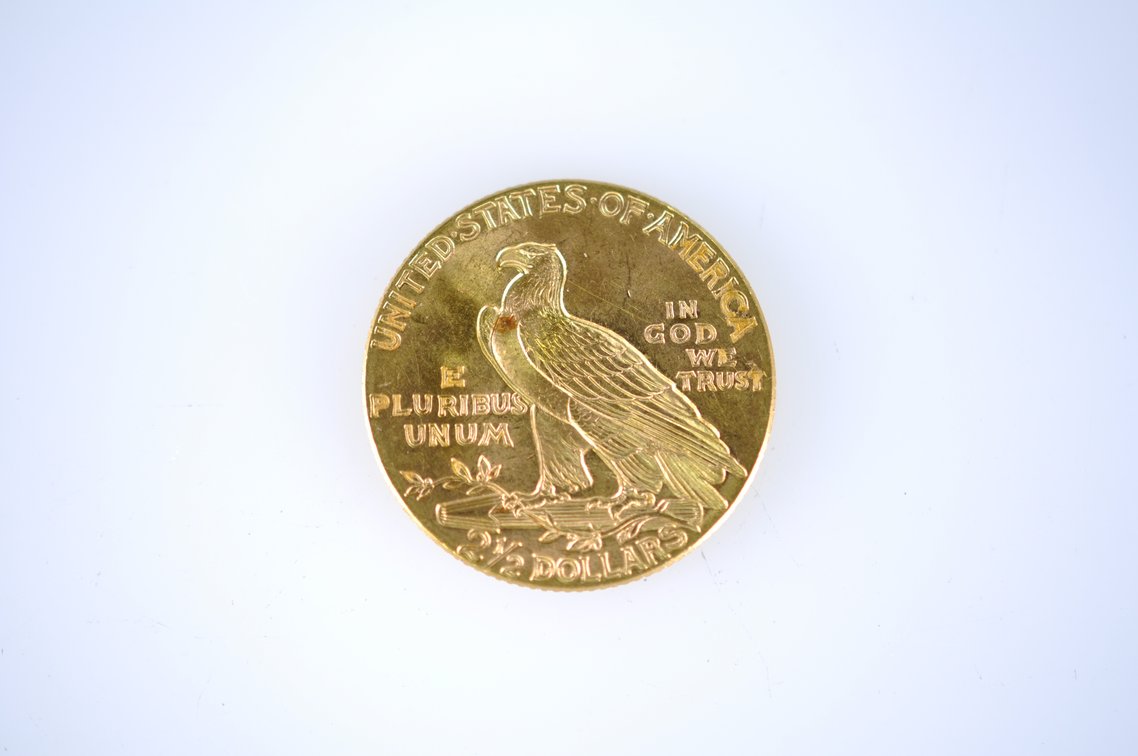 1926 Indian Head Two and a Half Dollar Gold Coin, photo 3 of 3