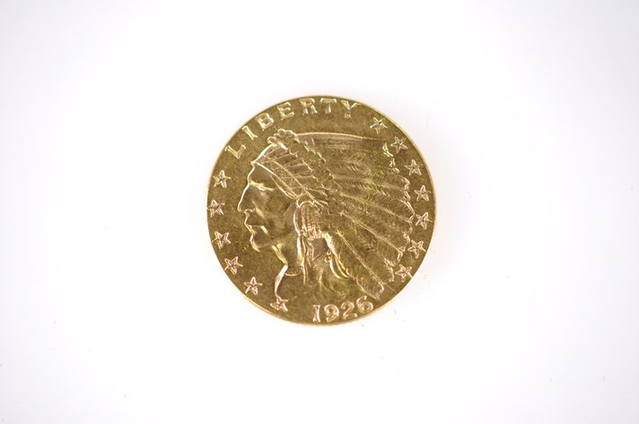 1926 Indian Head Two and a Half Dollar Gold Coin