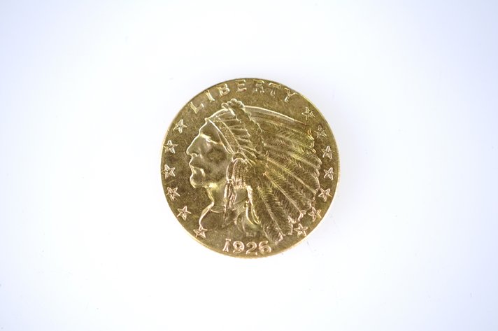 1926 Indian Head Two and a Half Dollar Gold Coin