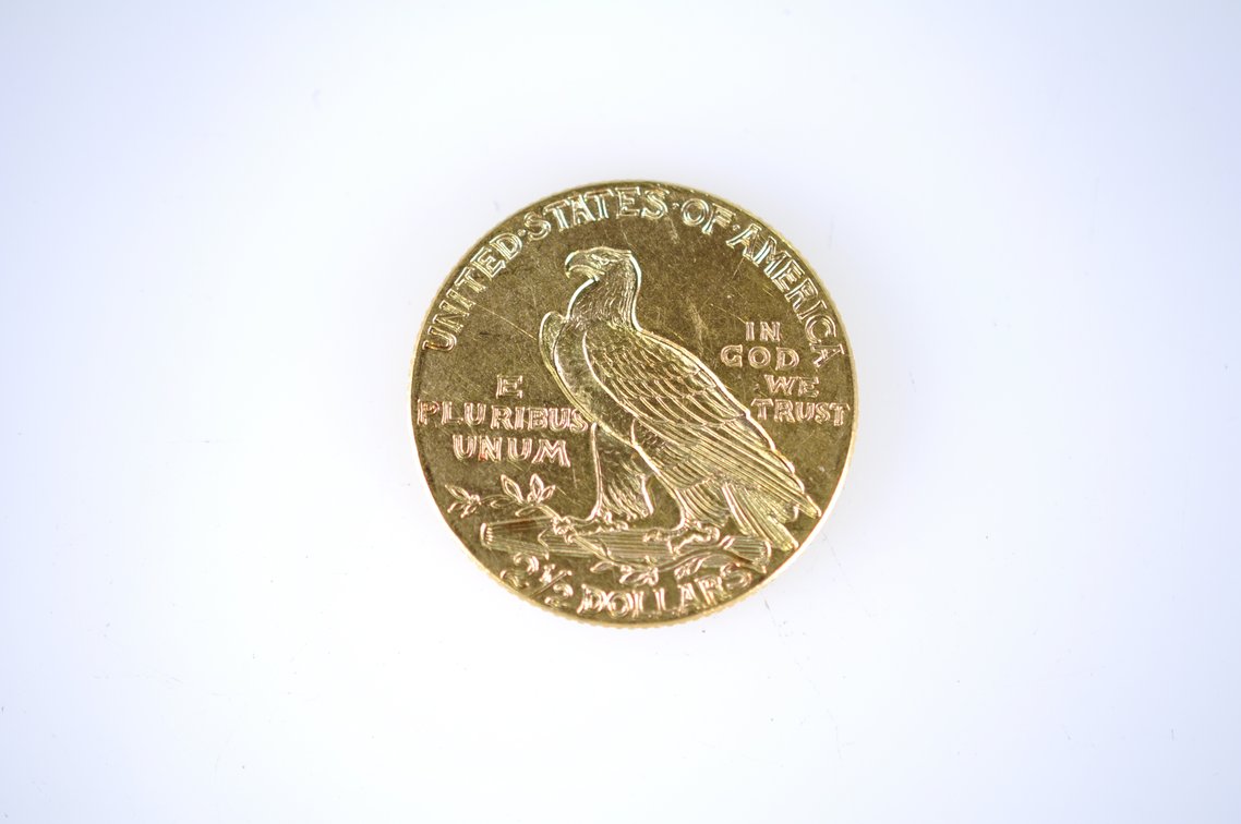 1926 Indian Head Two and a Half Dollar Gold Coin, photo 2 of 2