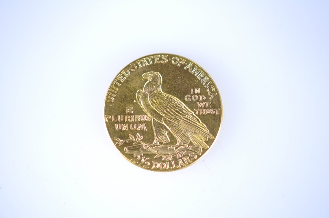 1926 Indian Head Two and a Half Dollar Gold Coin, photo 3 of 3