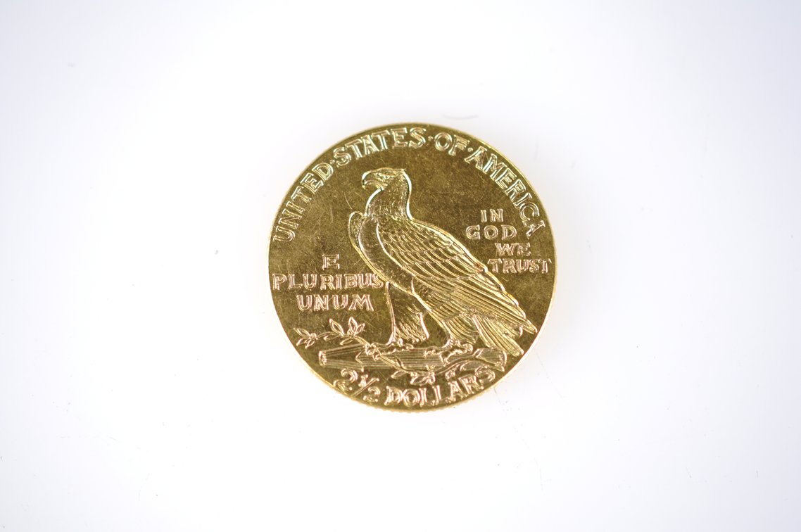 1928  Indian Head Two and a Half Dollar Gold Coin, photo 2 of 3