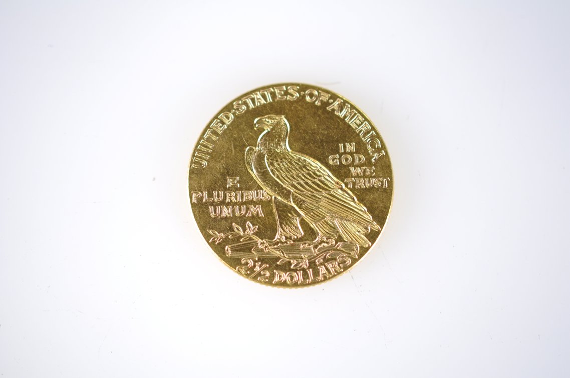 1928  Indian Head Two and a Half Dollar Gold Coin, photo 3 of 3