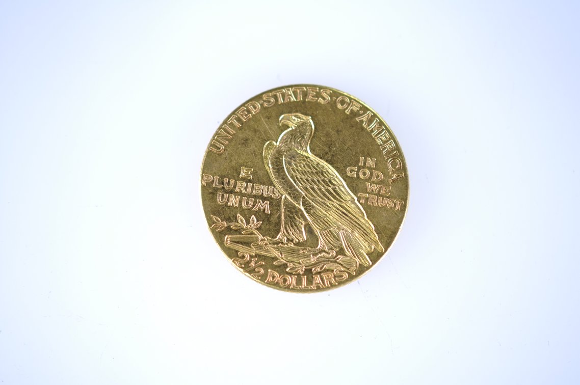 1926 Indian Head Two and a Half Dollar Gold Coin, photo 3 of 3