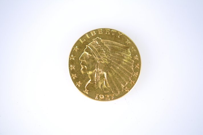 1927 Indian Head Two and a Half Dollar Gold Coin
