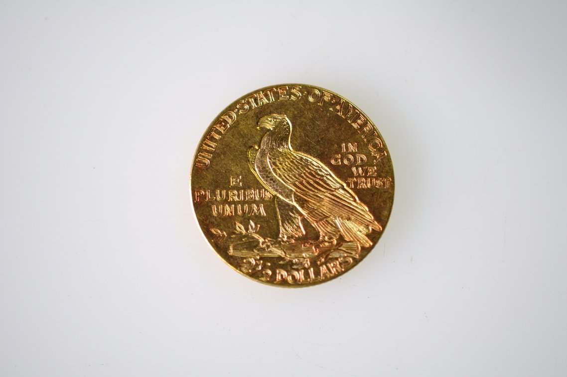 1929 Indian Head Two and a Half Dollar Gold Coin, photo 2 of 3