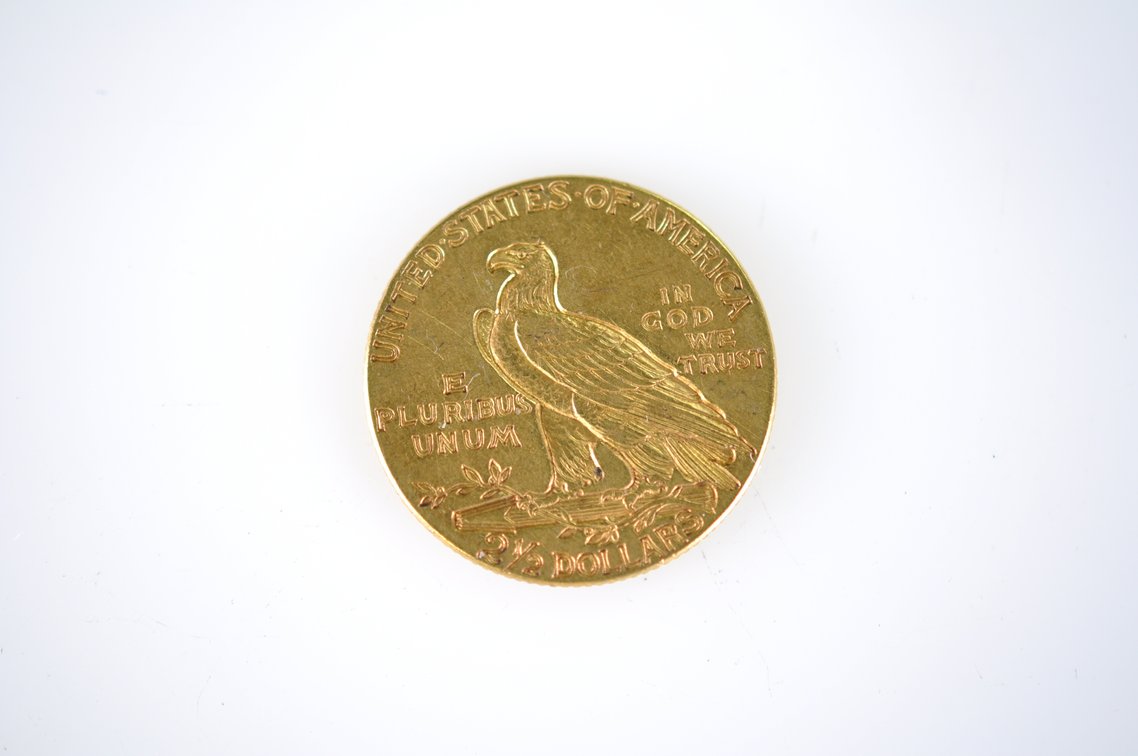 1928  Indian Head Two and a Half Dollar Gold Coin, photo 2 of 3