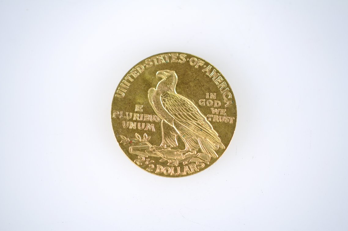 1929 Indian Head Two and a Half Dollar Gold Coin, photo 2 of 3