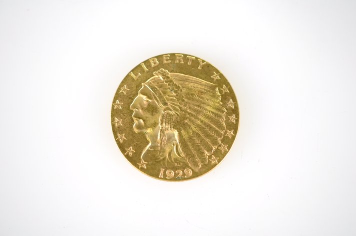 1929 Indian Head Two and a Half Dollar Gold Coin