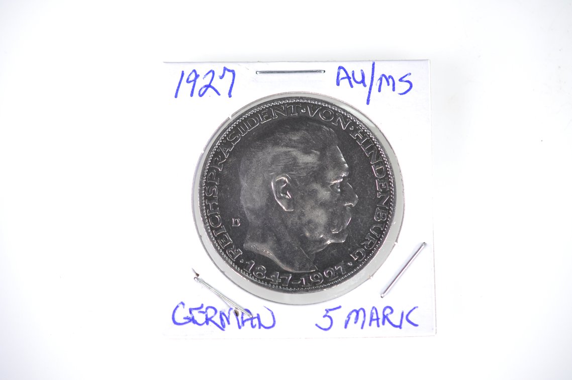 1927 and 1934 German Five Funf Mark Coins, photo 2 of 7