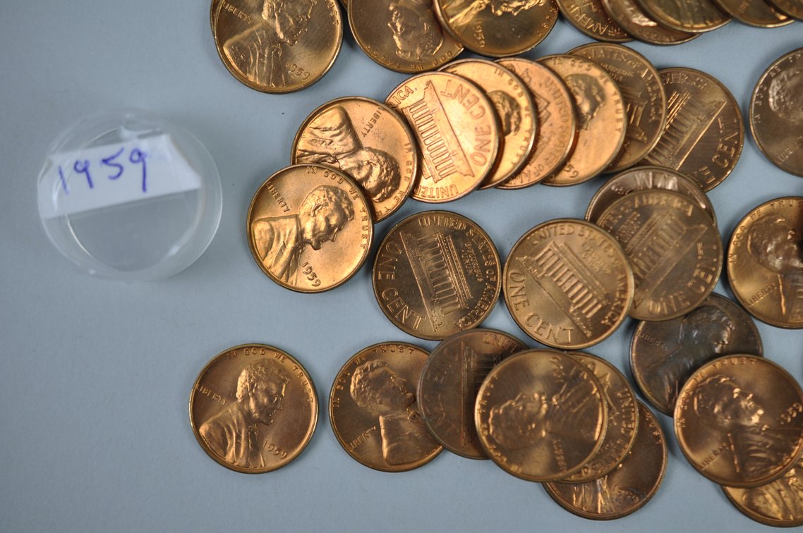 1959-1960 and 1982 AU/MS Pennies, photo 16 of 18